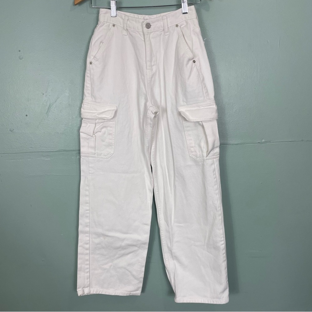 The Frankie Shop Wide Leg Cargo Jeans Baggy White Size XS Multi Pockets